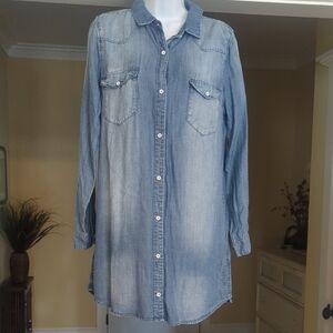 Zenana Outfitters Blue Cuffed Sleeve Mini Dress